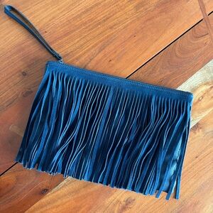 BCBGeneration Blue Fringe Clutch